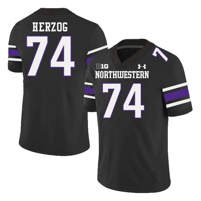 Northwestern Wildcats #74 Nick Herzog College Football Jerseys Stitched-Black